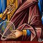 Iconographer signature on Archangel Gabriel handmade Byzantine icon by Alexandra Kaouki, confirming authenticity and craftsmanship