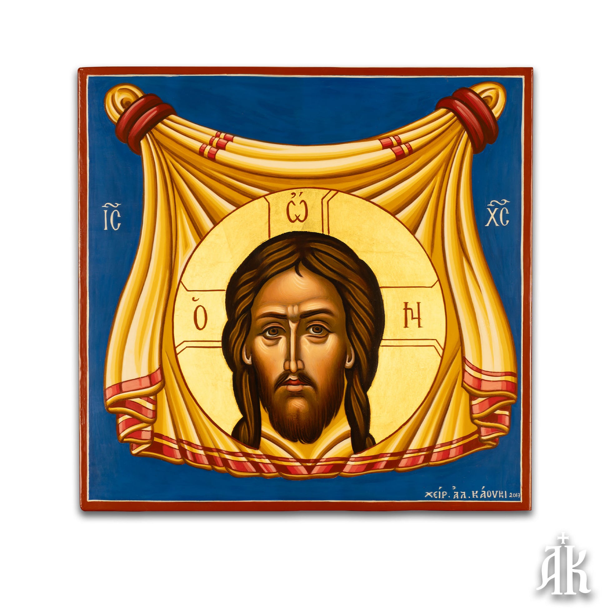 Christ Holy Mandylion acheiropoietos handmade Byzantine icon, depicting the miraculous image of Christ not made by human hands
