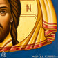 Iconographer signature on Christ Holy Mandylion acheiropoietos handmade Byzantine icon by Alexandra Kaouki, confirming authenticity and craftsmanship