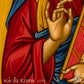 Iconographer signature on Jesus Christ Pantocrator handmade Byzantine icon by Alexandra Kaouki, confirming authenticity and craftsmanship