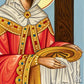 Signature of the iconographer on Saint Helen handmade Byzantine icon, confirming authenticity and craftsmanship