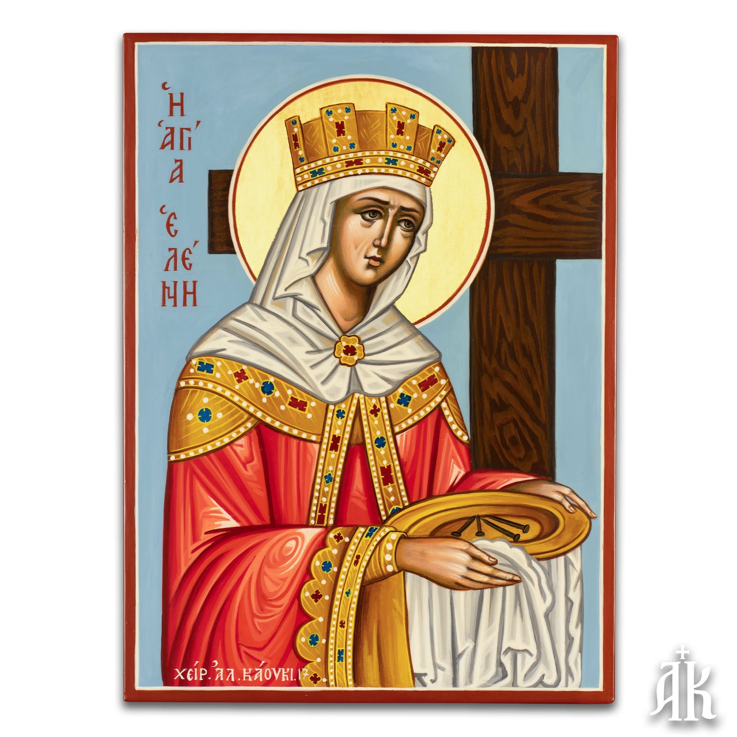Saint Helen handmade Byzantine icon, symbolizing faith, devotion, and the discovery of the Holy Cross
