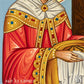 Signature of the iconographer on Saint Helen handmade Byzantine icon by Alexandra Kaouki, confirming authenticity and craftsmanship
