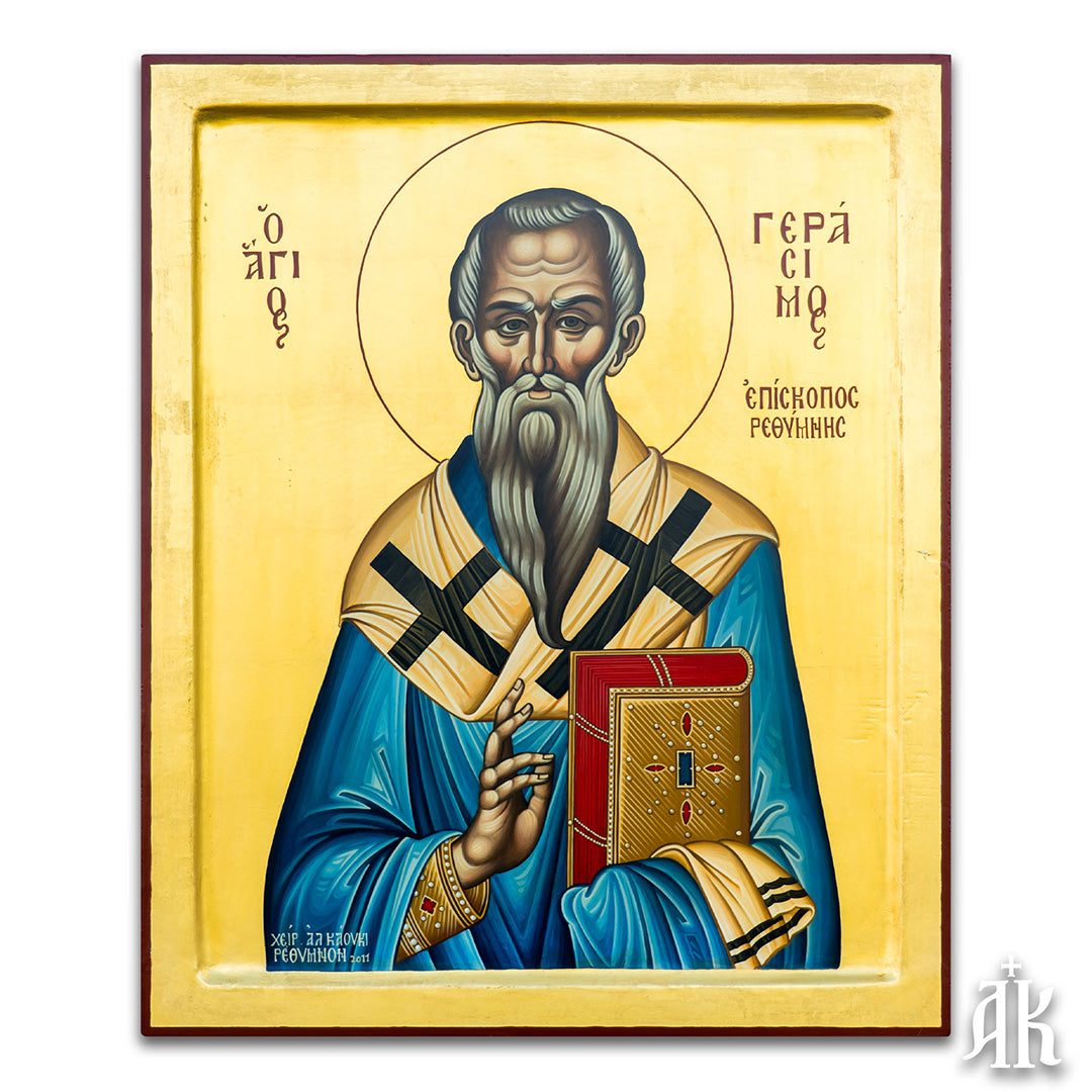 Saint Hieromartyr Gerasimos handmade Byzantine icon, symbolizing martyrdom, faith, and spiritual strength in the Orthodox tradition by Alexandra Kaouki