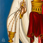 Close detail of vestments and decorative elements in Saint Stephen the Protomartyr Byzantine icon, highlighting traditional egg tempera technique