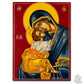 Virgin Mary Eleousa traditional style handmade Byzantine icon, depicting the Theotokos with Christ child in a classic Cretan School composition
